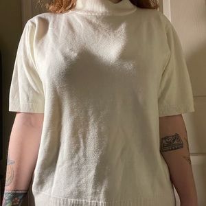 White Knit Mock Turtleneck